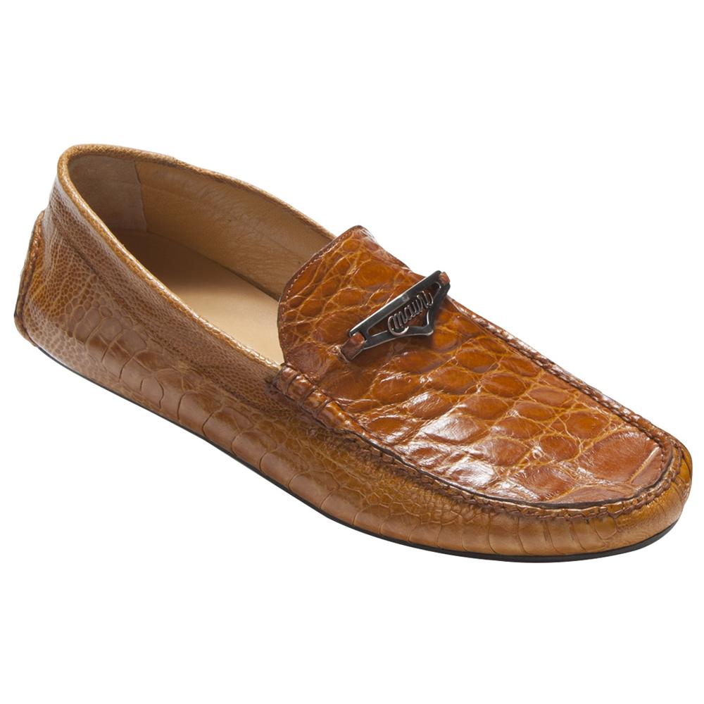 Mauri Lugano 3105 Cognac Genuine Ostrich Leg/Alligator Shoes