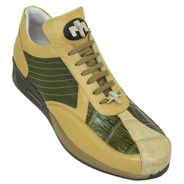 Mauri M733 Beige/Olive Green Genuine Alligator Sneakers