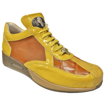 Mauri M733 Yellow/Cognac Genuine Crocodile/Patent Leather Sneakers