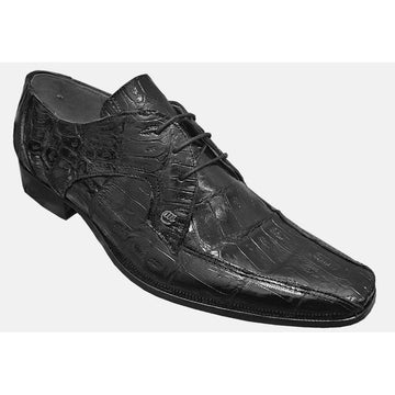 Mauri M757 Black All-Over Genuine Crocodile Lace-up Shoes