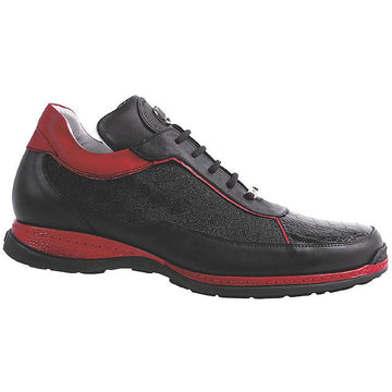 Mauri Mania 8691 Black/Red Genuine Ostrich Leg/Nappa Leather/Mauri Fabric Sneakers Suit Essence