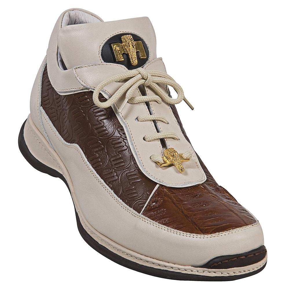 Mauri Mania 8691 Cream/Camel Genuine Baby Crocodile/Nappa Leather 