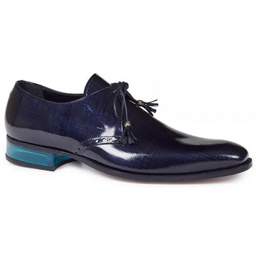 Mauri Mantegna 4801 Blue Genuine Canapa Patent Leather Lace-up Shoes