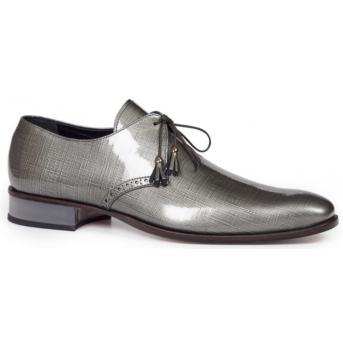 Mauri Mantegna 4801 Platinum Genuine Canapa Patent Leather Lace-up Shoes