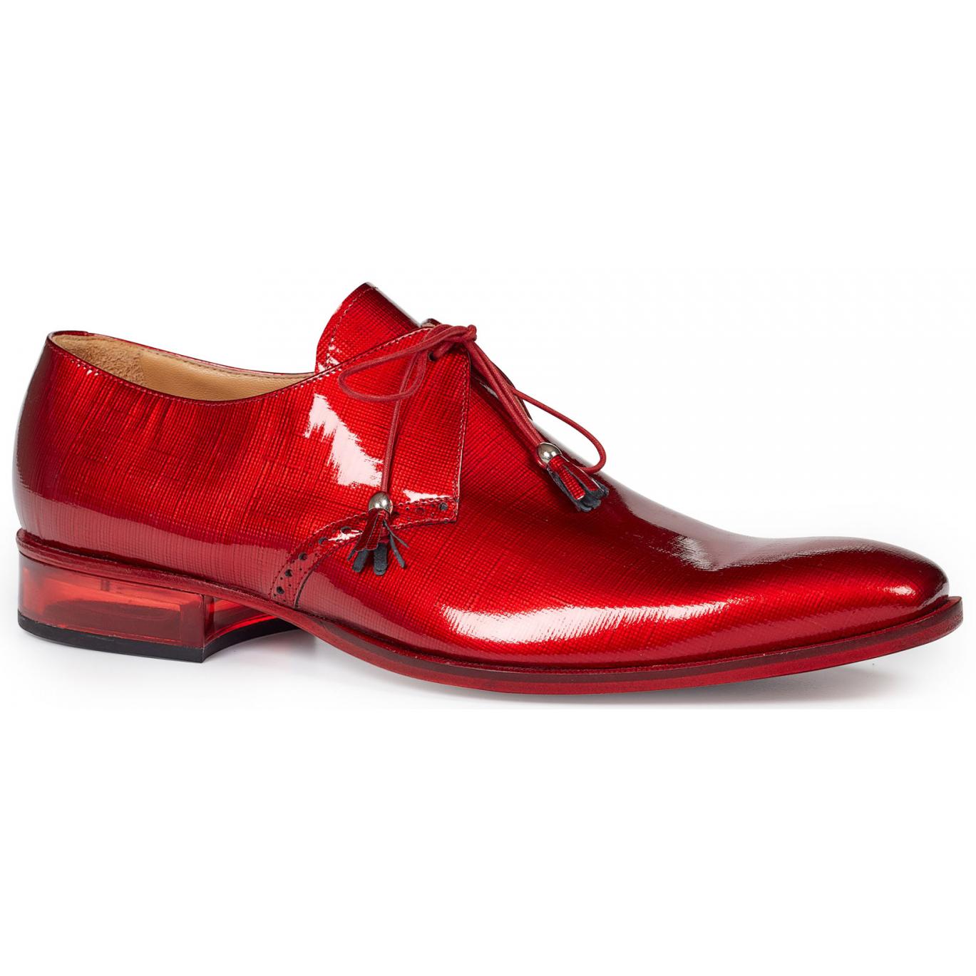 Mauri Mantegna 4801 Red Genuine Canapa Patent Leather Lace-up Shoes