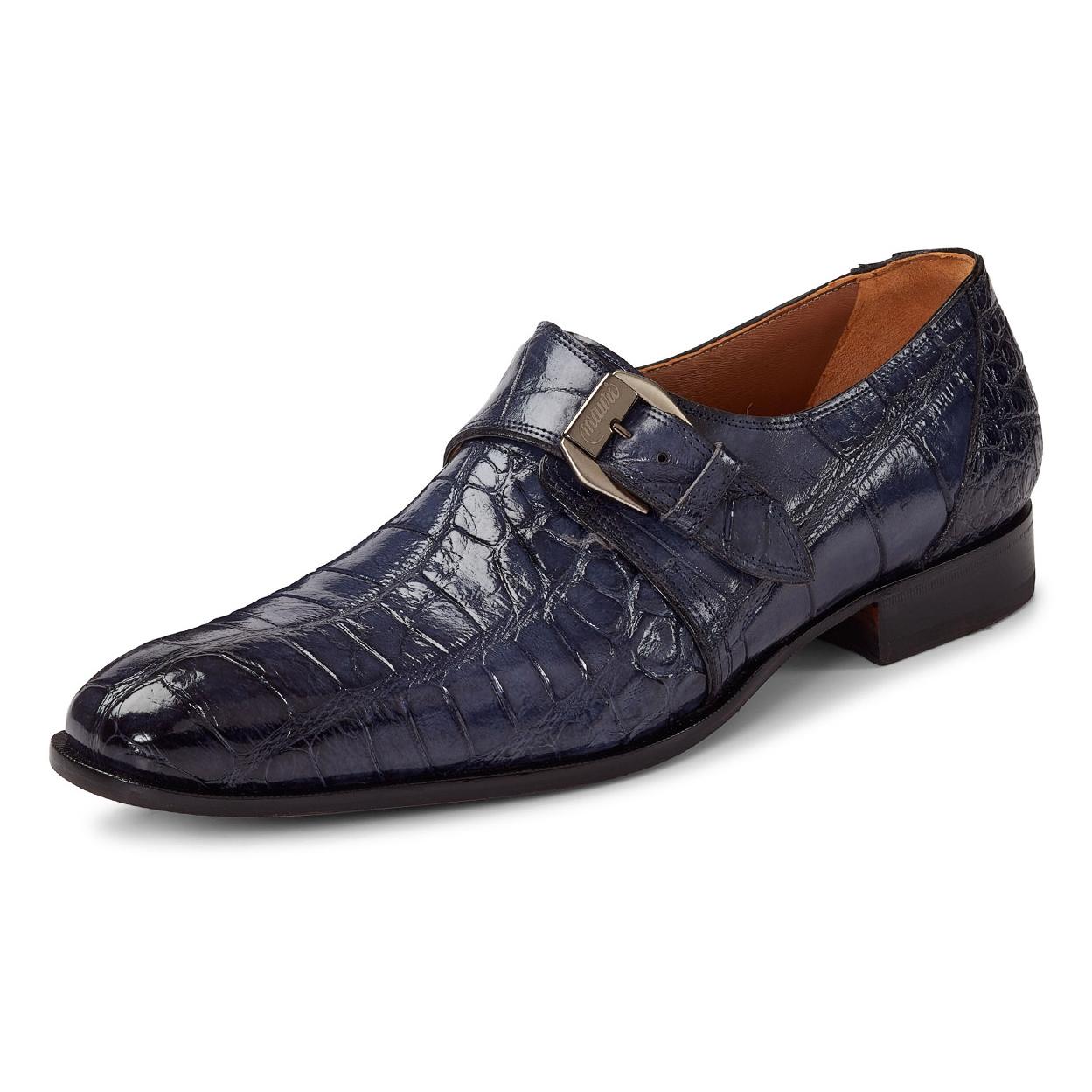 Mauri Manzoni 1090 Charcoal Grey All-Over Genuine Body Alligator H/-Painted Loafer Shoes 