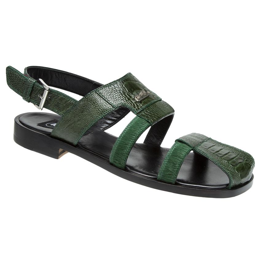 Mauri Miraggio 1620 Forest Green Genuine Ostrich Leg/Pony Sandals