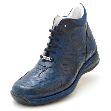 Mauri Mito 8510 Navy Blue H/-Burnished Genuine Baby Crocodile/Calfskin Casual Sneakers