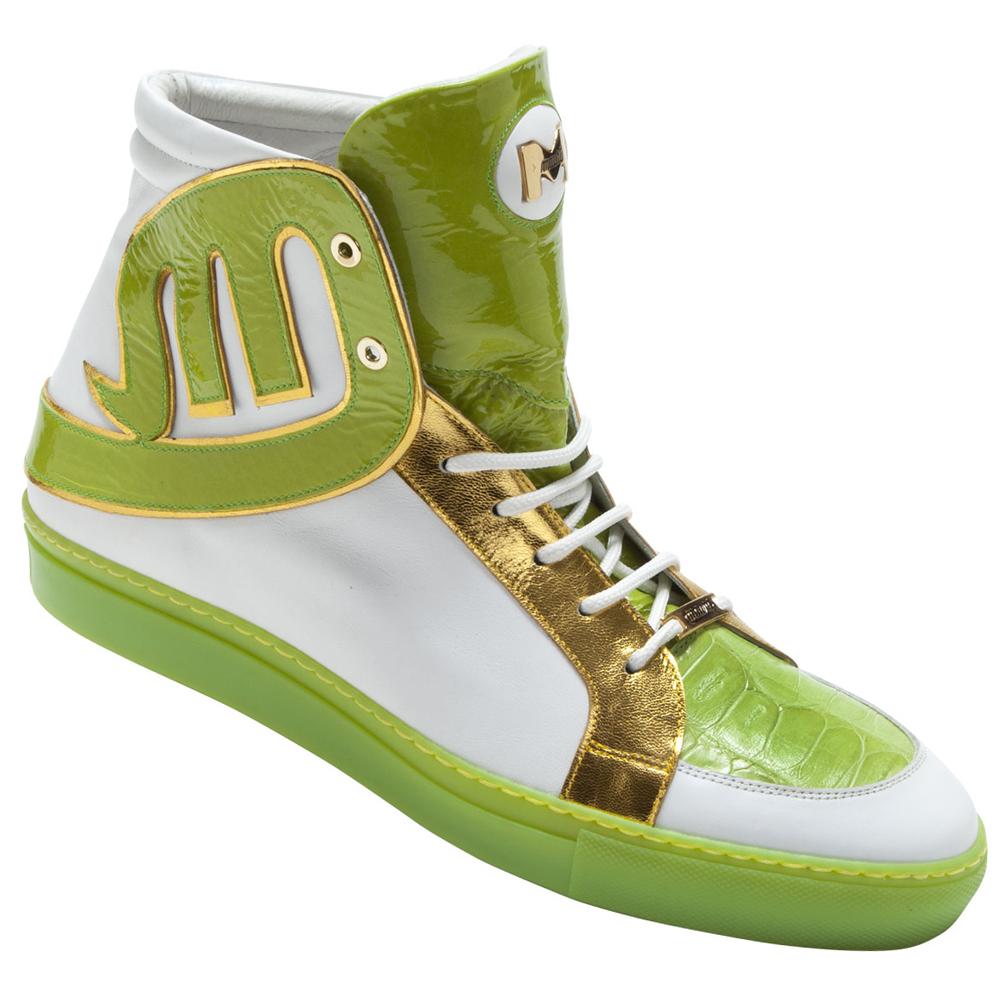 Mauri Mojito 8617 White/Lime Genuine Baby Crocodile Nappa Patent Shoes