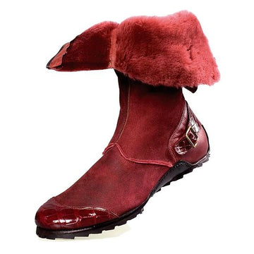 Mauri Mood 50032 Ruby Red Genuine Alligator/Shearling High Top boots 