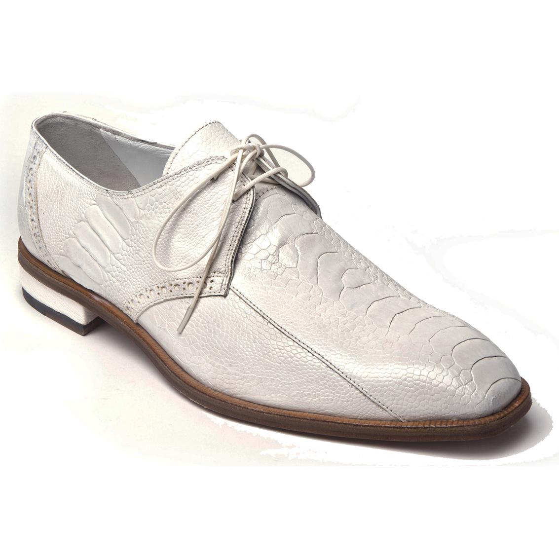 Mauri Orazio 4674 White Genuine Ostrich Leg Dress Shoes