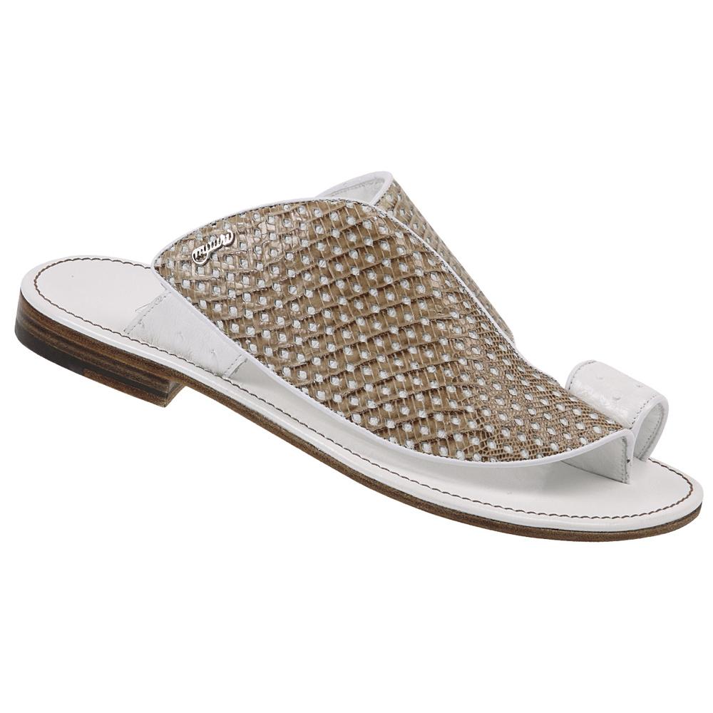 Mauri Otranto 1624 Taupe/White Genuine Lizard/Ostrich Sandals