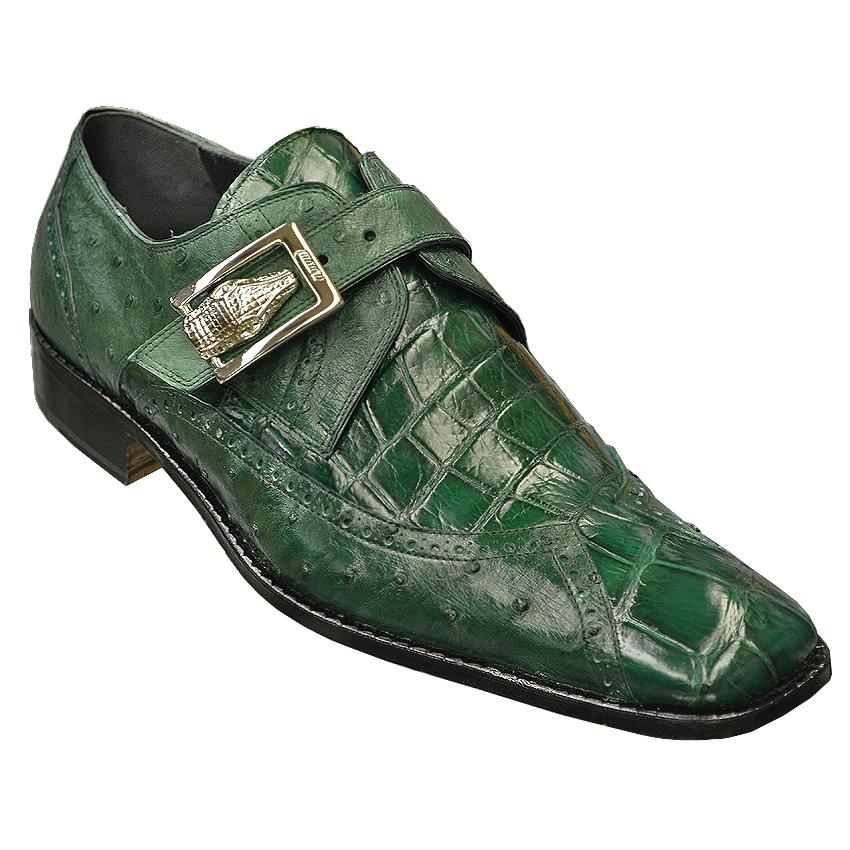 Mauri Palazzo Pitii 44233 Hunter Green Genuine Alligator/Ostrich Quill Shoes Wint Monkstarp 