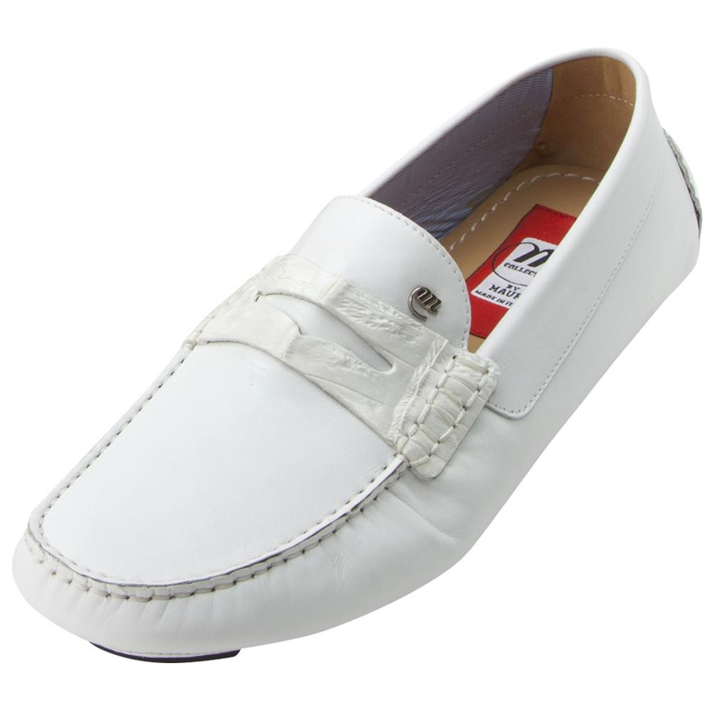 Mauri Palio 9247 White Genuine Baby Crocodile Nappa Calf Shoes