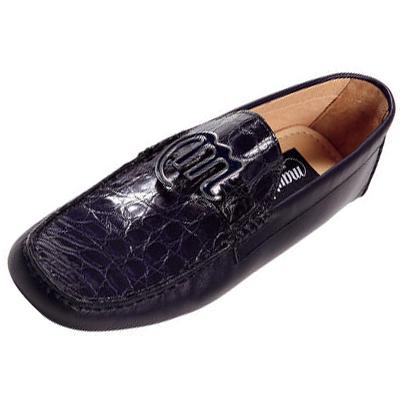 Mauri Pavillion 9195 Wonder Blue Genuine Crocodile Flanks/Soft Calf Leather Shoes 