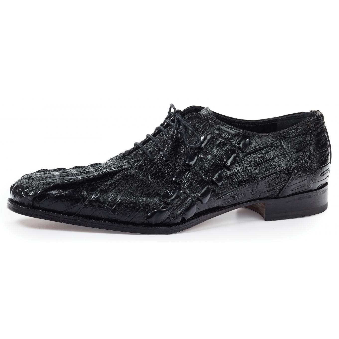 Mauri Pellegrini 4844 Black Genuine Baby Crocodile/Hornback Tail Shoes