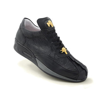 Mauri Piazza M704 Black Genuine Hornback Crocodile Nappa Embossed Patent Leather Sneakers