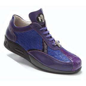 Mauri Piazza M704 Purple/Violet Genuine Crocodile Nappa Embossed Patent Leather Sneakers