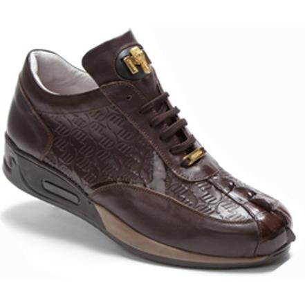 Mauri Piazza M704 Sport Rust Genuine Hornback Crocodile Nappa Embossed Patent Leather Sneakers