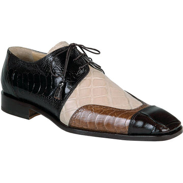 Mauri Pioneer 4300 Dark Brown/Champagne/Cork Genuine Alligator/Ostrich Leg Shoes Suit Essence