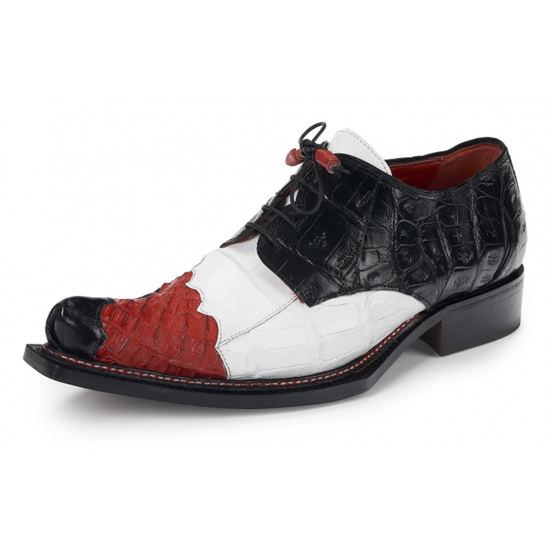 Mauri Plave 44207 Red/Black/White Genuine Hornback/Baby Crocodile Shoes