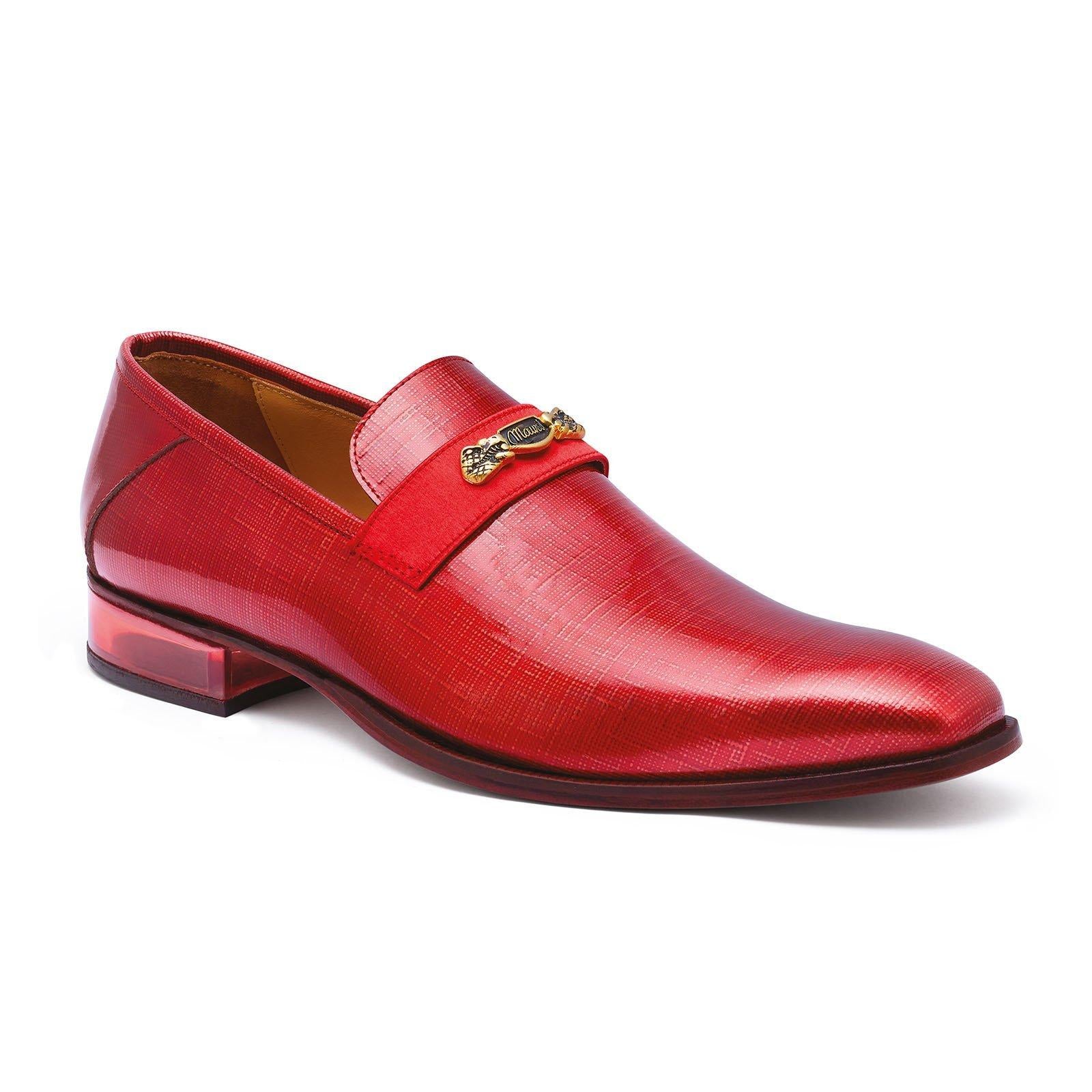 Mauri 4951 Red Genuine Canapa/Satin Slip-On Loafer Shoes