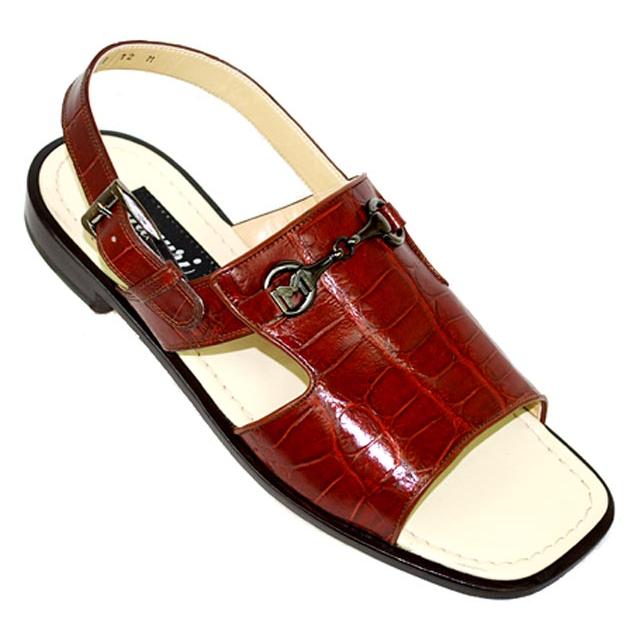 Mauri Polished 1329 Gold Genuine All-Over Alligator Sandals