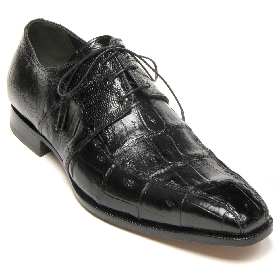 Mauri Portico 4680 Black Genuine Baby Crocodile/Ostrich Leg Dress Shoes