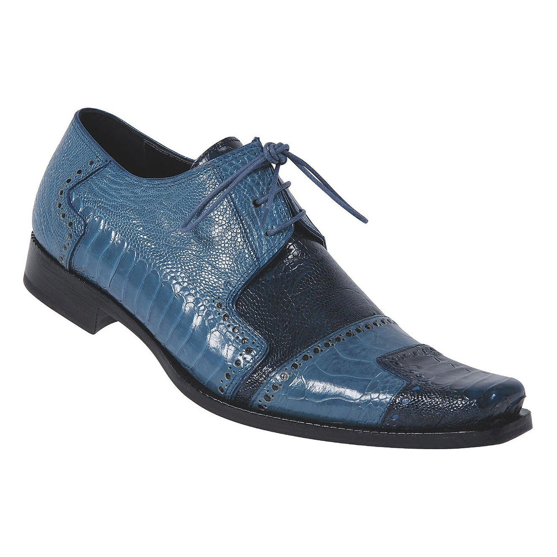 Mauri Renaissance 44182 Wonder Blue/Jeans All-Over Genuine Ostrich Leg Skin Shoes