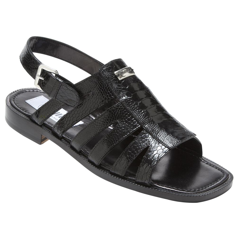 Mauri Riviera 1751 Black Genuine Ostrich Sandals