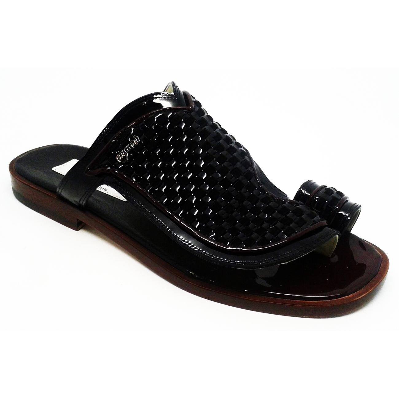 Mauri Rovere 1649 Black Genuine Patent/Woven Patent/Suede Sandals