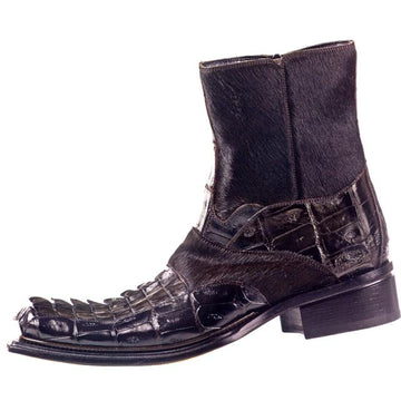 Mauri Royal 42746 Dark Brown Genuine Hornback Baby Crocodile/Marbleized Pony Hair Boots