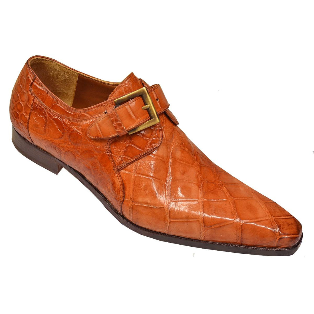 Mauri Saga 1032 Cognac All-Over Genuine Alligator Monk Strap Shoes