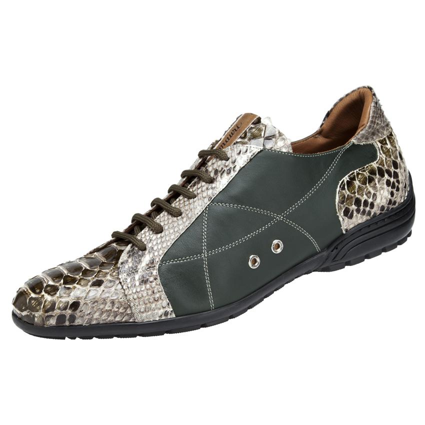 Mauri Sala 8662 Olive Genuine Python Nappa Leather H/-Painted Casual Sneakers