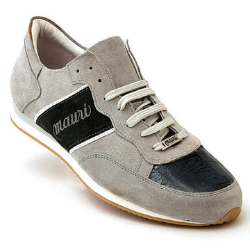 Mauri Scilla M783 Light Grey/Black Genuine Italian Suede/Baby Crocodile Casual Sneakers