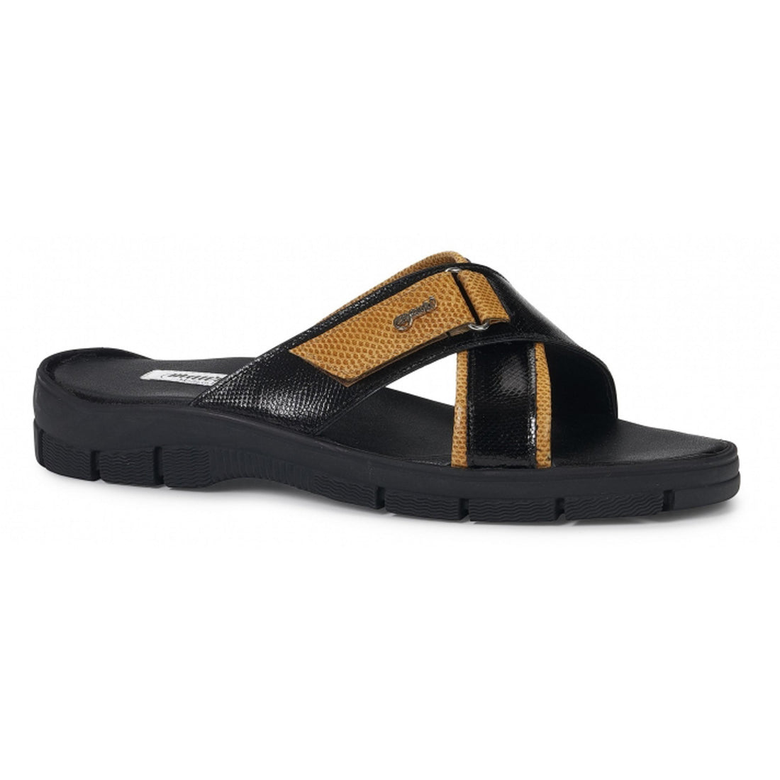 Mauri Sesia 5063 Black/Light Orange Genuine Karung Slide-In Sandals