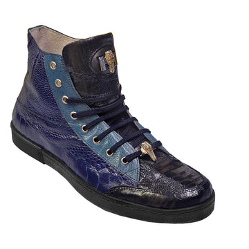 Mauri Spider 8888 Navy/Iris/Jeans Genuine All-Over Ostrich Sneakers 