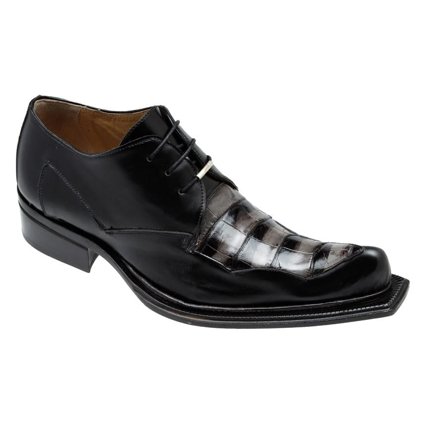 Mauri Stripes 44271 Black/White Genuine Stripes Alligator Calfskin Shoes