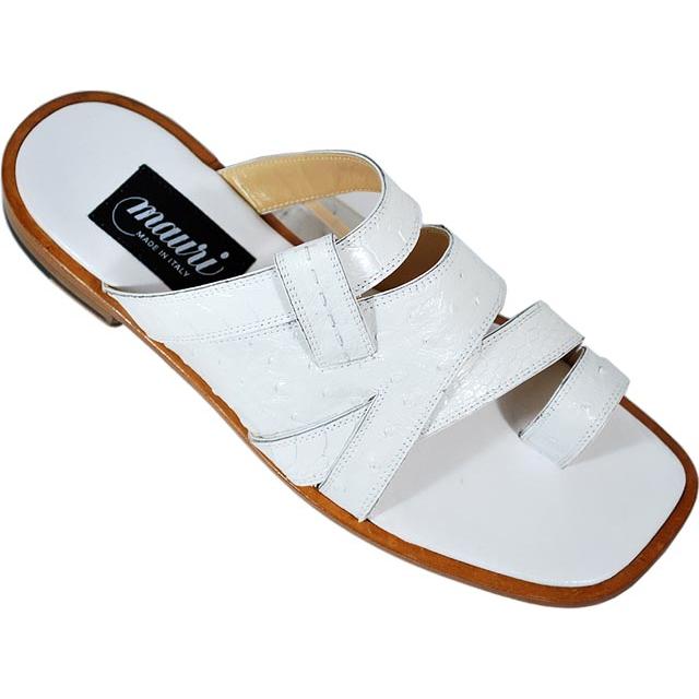 Mauri Stylish 1958 White Genuine All-Over Ostrich Sandals