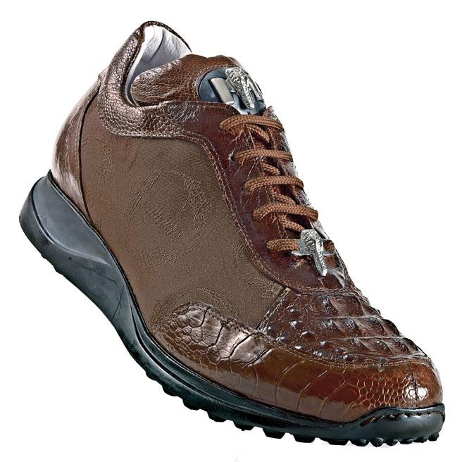 Mauri Superb 8741 Brown/Rust Genuine Hornback Alligator/Ostrich/Mauri Fabric Sneakers