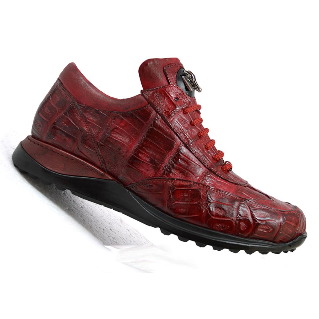 Mauri Swamp 8690 Burnished Red Genuine Baby Crocodile H/-Painted Casual Sneakers