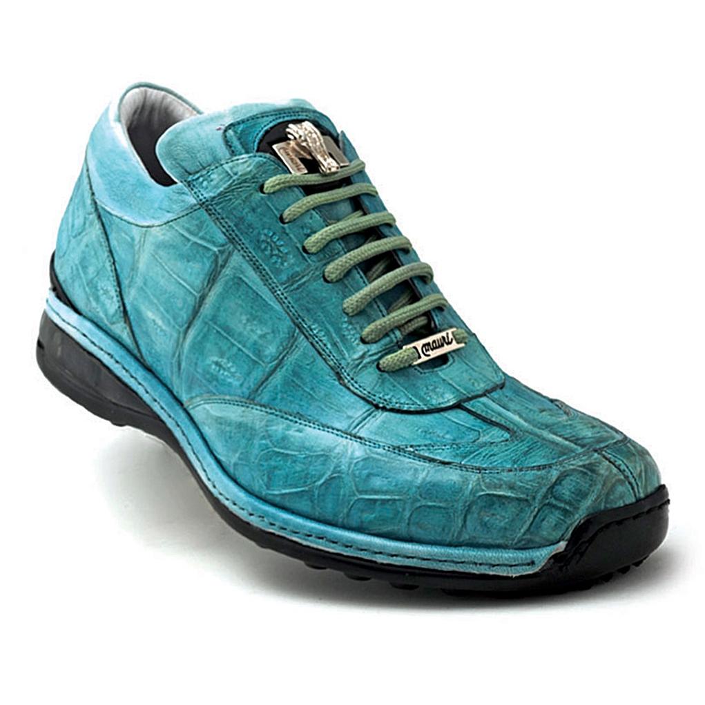 Mauri Swamp 8690 Seawater H/-Burnished Genuine Baby Crocodile/Calfskin Sneakers 