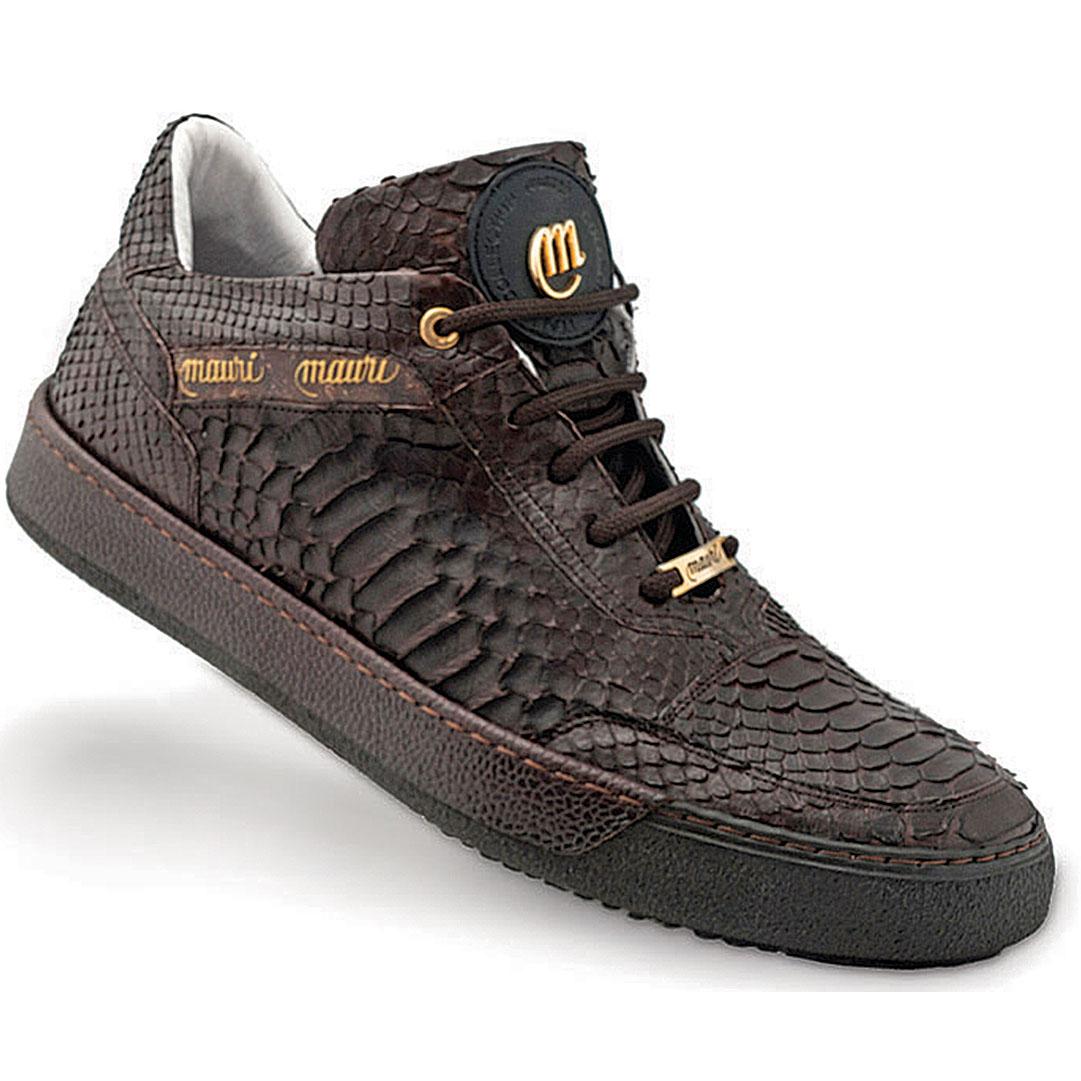 Mauri Thai Dark Brown 8516 Genuine Python/Pebble Grain Calfskin Leather Sneakers 