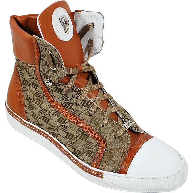 Mauri TNT 8788 Cognac/Beige Double Mauri Fabric Mogano/Nappa/Flanks High Top Sneakers