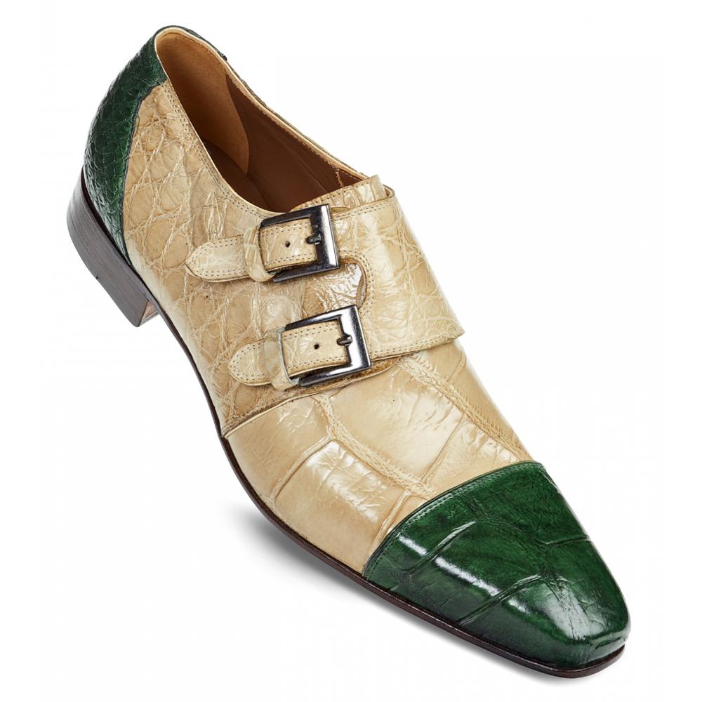 Mauri Traiano 1152 Bone/Hunter Green All Over Genuine Body Alligator H/ Painted Shoes 