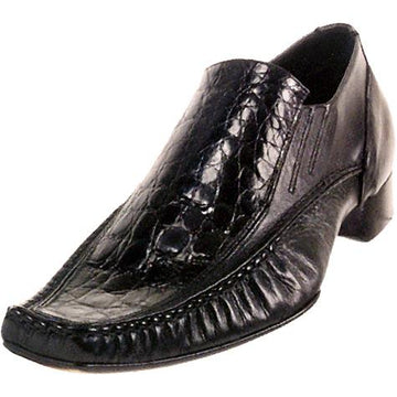 Mauri Untitled 42837 Black Kangaroo/Crocodile Loafer Shoes