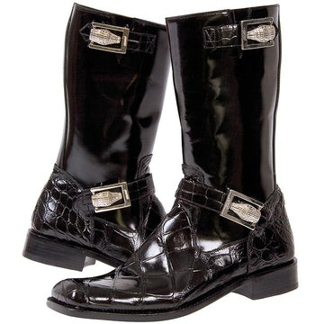 Mauri Uptown 44224 Black Genuine Alligator/Brushed Off Calf Boots 