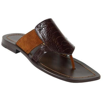 Mauri 1988 Rust Genuine Ostrich/Mauri Embossed Suede Sandals