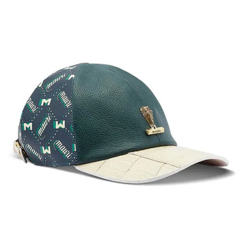 Mauri Cream/Hunter Green Genuine Baby Crocodile/Time/Nappa Hat