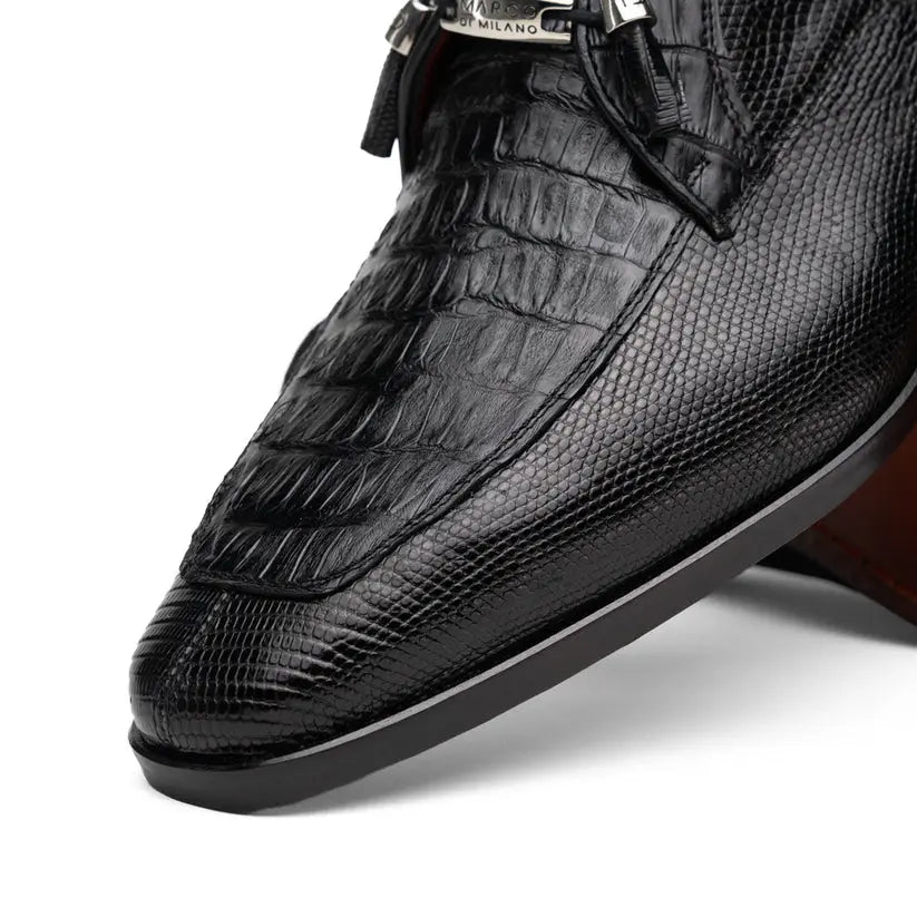 Marco Di Milano Merida Black Genuine Caiman Crocodile Oxfords
